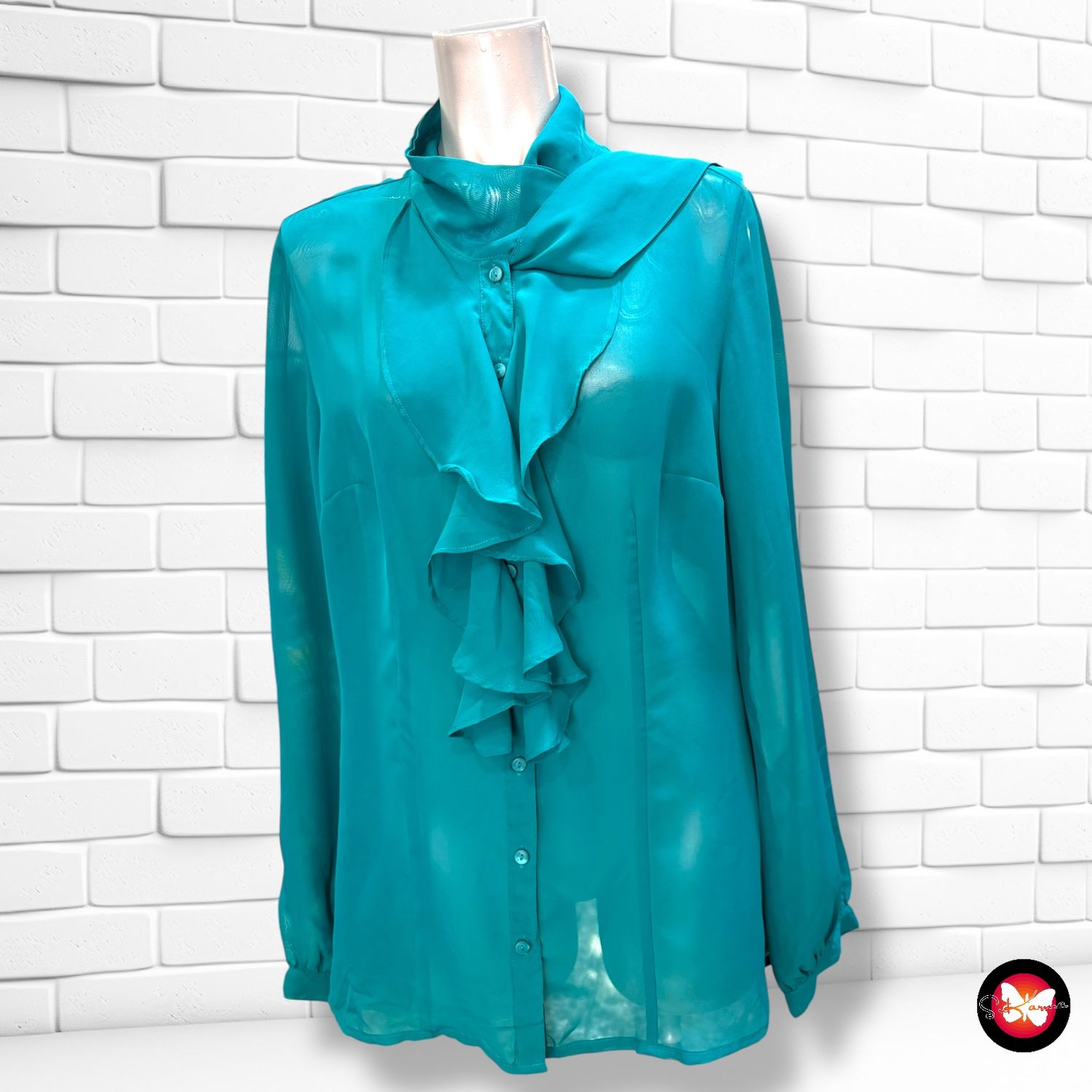 **HOY** Camisa traslúcida con chorreras S.OLIVER Talla 40