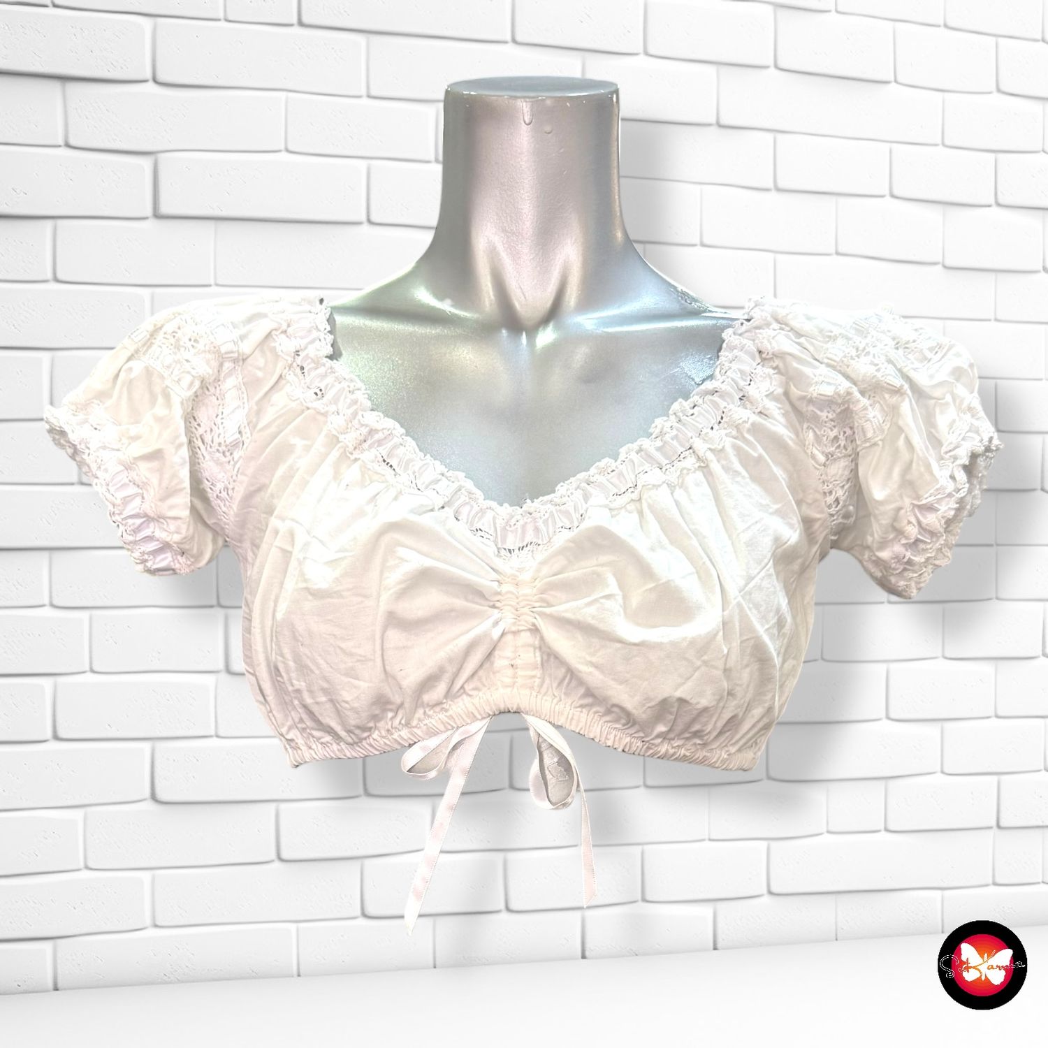 Blusa cropped escote barco Talla S