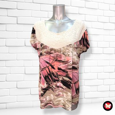 Blusa de manga corta con encaje Talla L/XL