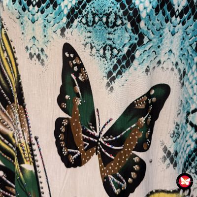 Blusa de manga corta estampado mariposas Talla XXL