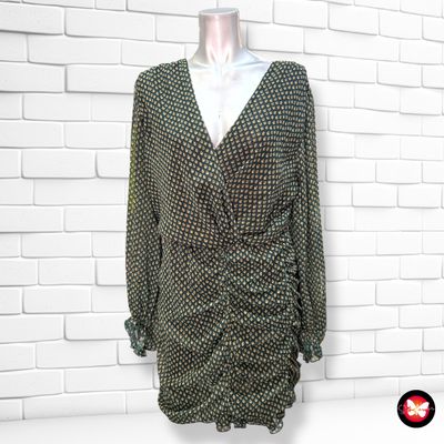 Vestido de manga larga con falda drapeada Talla L