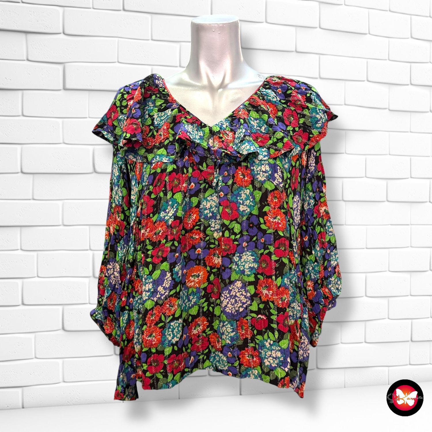 **HOY** Blusa de media manga con cuello volante BA&amp;SH Talla M