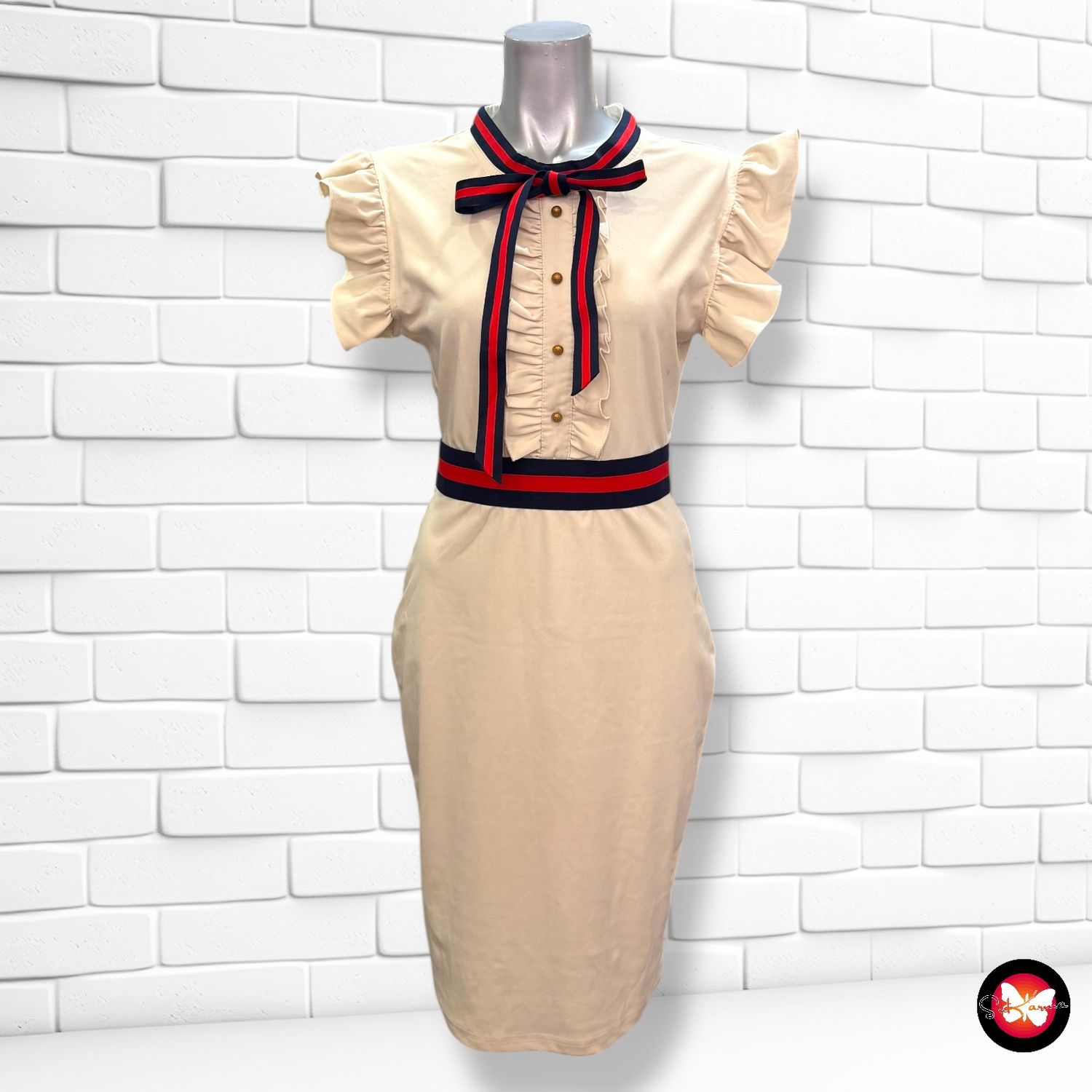 **HOY** Vestido con mangas de volante y lazada al cuello CBR Talla M