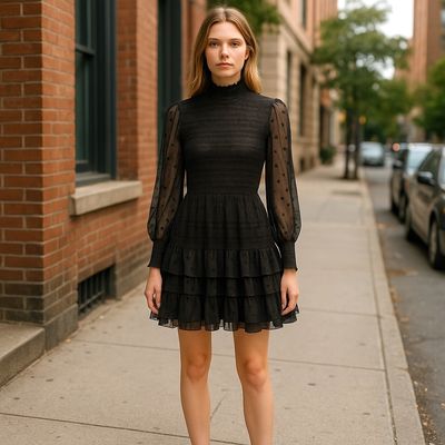 Vestido de manga larga de noche con estrellitas NIKKIE Talla 36