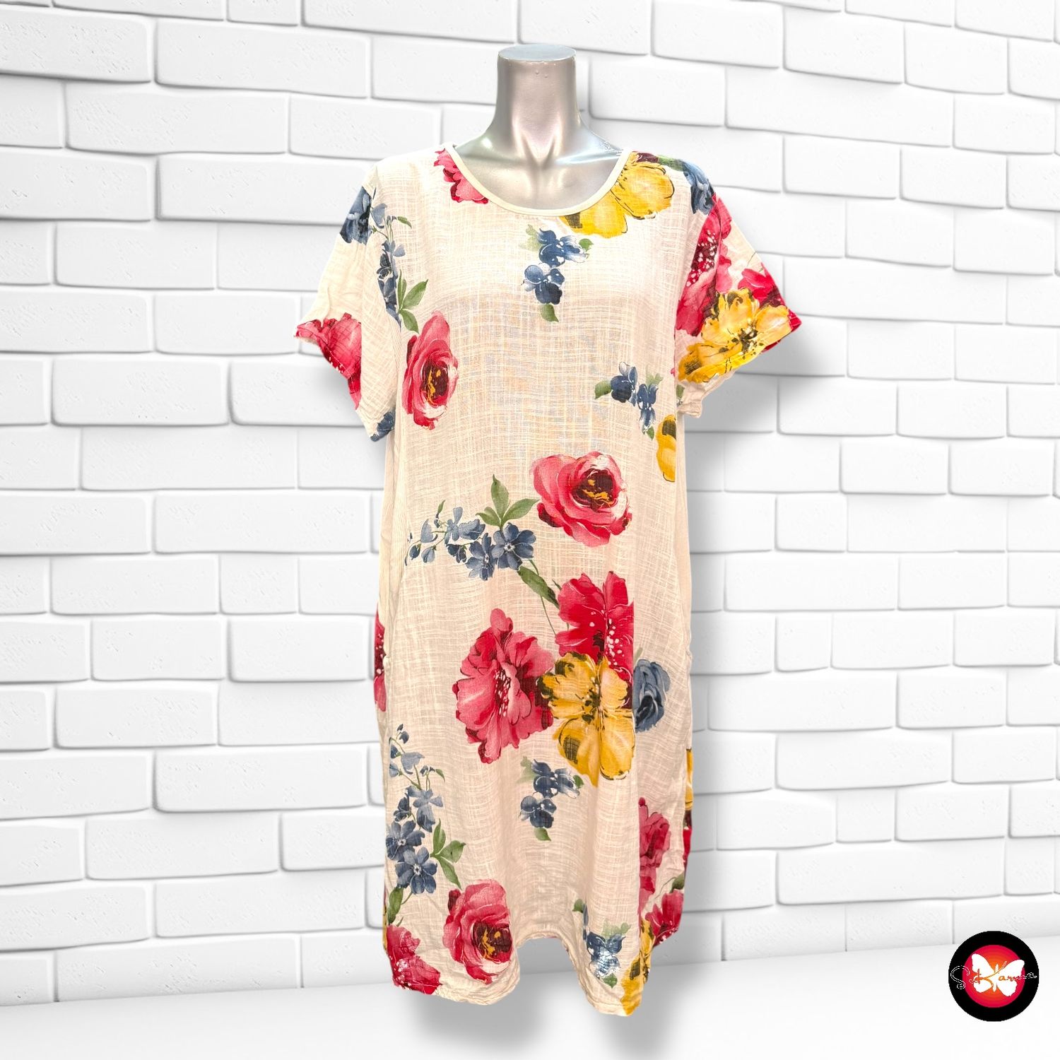 **HOY** Vestido de manga corta de flores Talla Única
