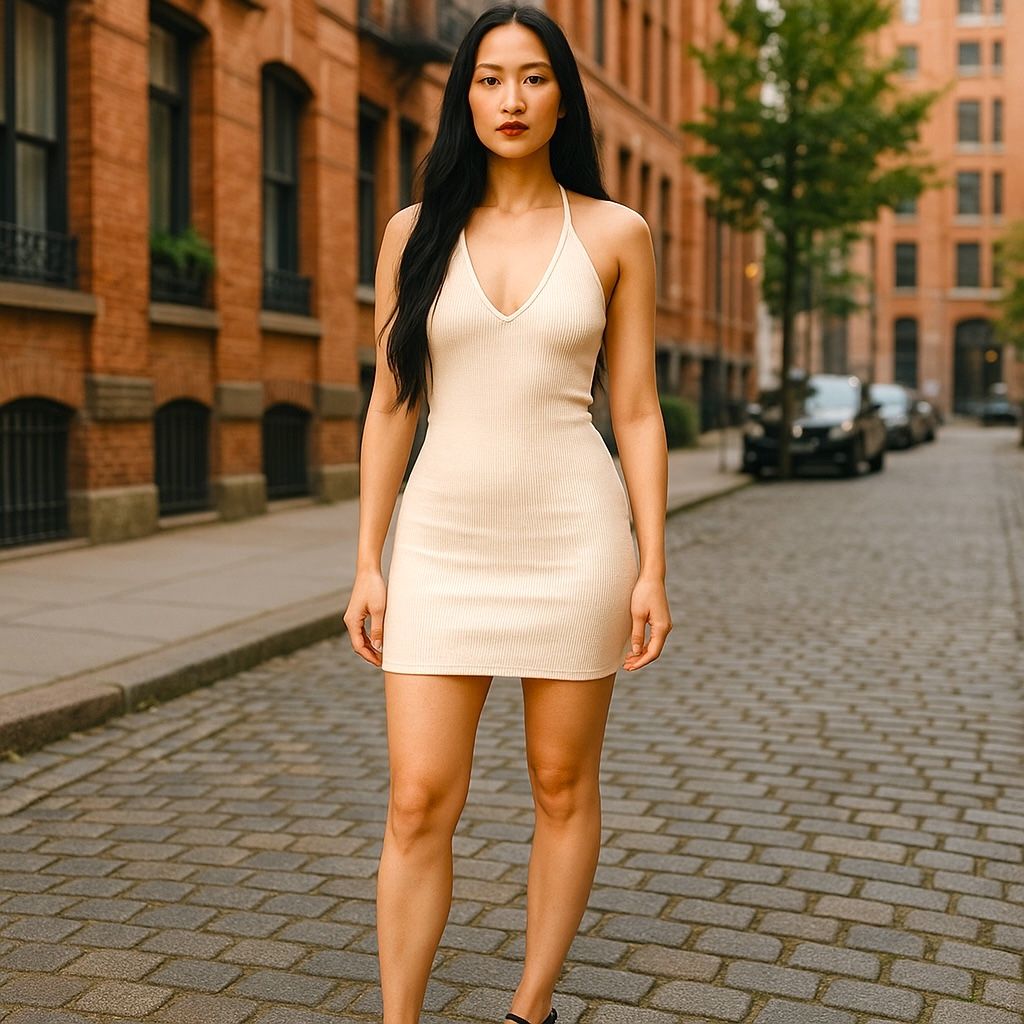 Vestido canalé con espalda abierta SHEIN Talla XS