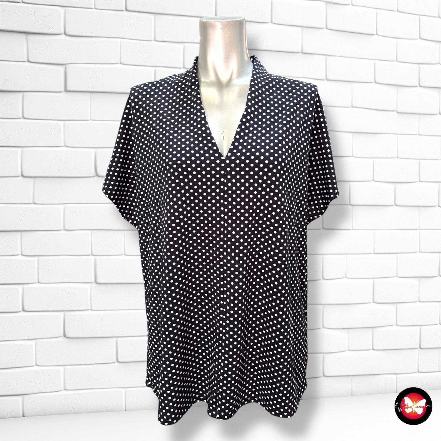 Blusa de manga corta de lunares ENCUENTRO Talla M (grande)
