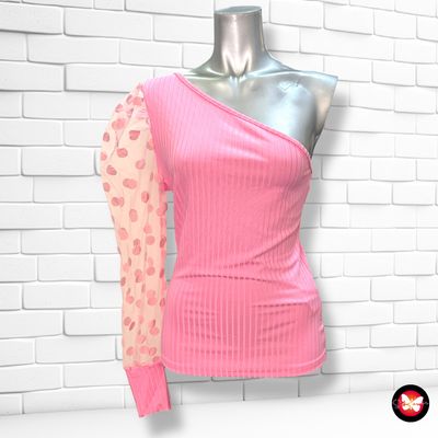 **HOY** Blusa escote asimétrico y manga de tul SHEIN Talla M