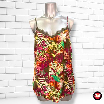 **HOY** Blusa de tirantes estampada con encaje JEAN PASCALE Talla 40