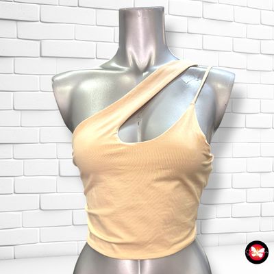 Blusa cropped escote asimétrico PULL&amp;BEAR Talla L