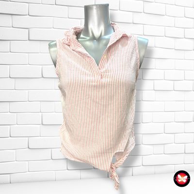 **HOY** Blusa sin mangas con lazo y rayitas BERSHKA Talla S