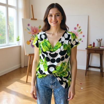 Blusa escote drapeado Talla XXL