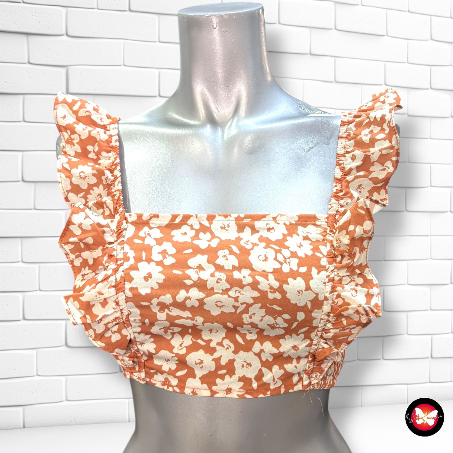 **HOY** Blusa cropped con volantes Talla XXS