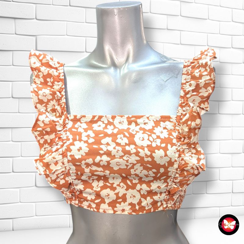 **HOY** Blusa cropped con volantes Talla XXS