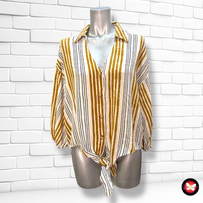 **HOY** Camisa de rayitas de media manga con lazo PRIMARK Talla 42