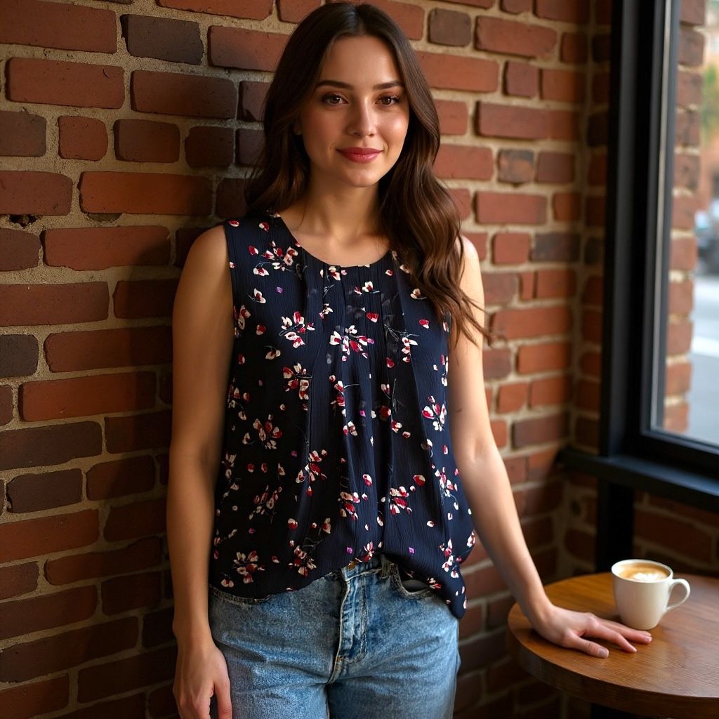 Blusa sin mangas de florecitas VERO MODA Talla S