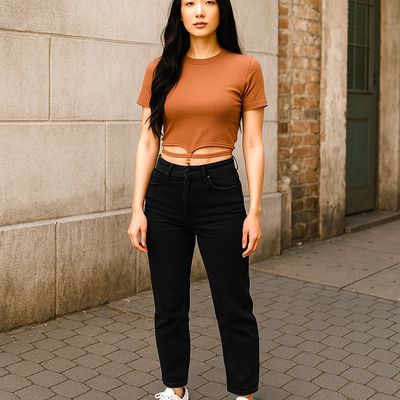 Blusa canalé con cordón AMISU Talla M