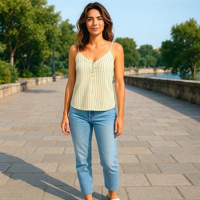 Blusa de tirantes de rayitas STRADIVARIUS Talla XS