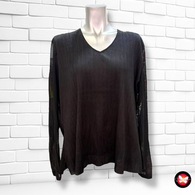 Blusa de noche plisada con mangas traslúcidas SERGEI Talla XL