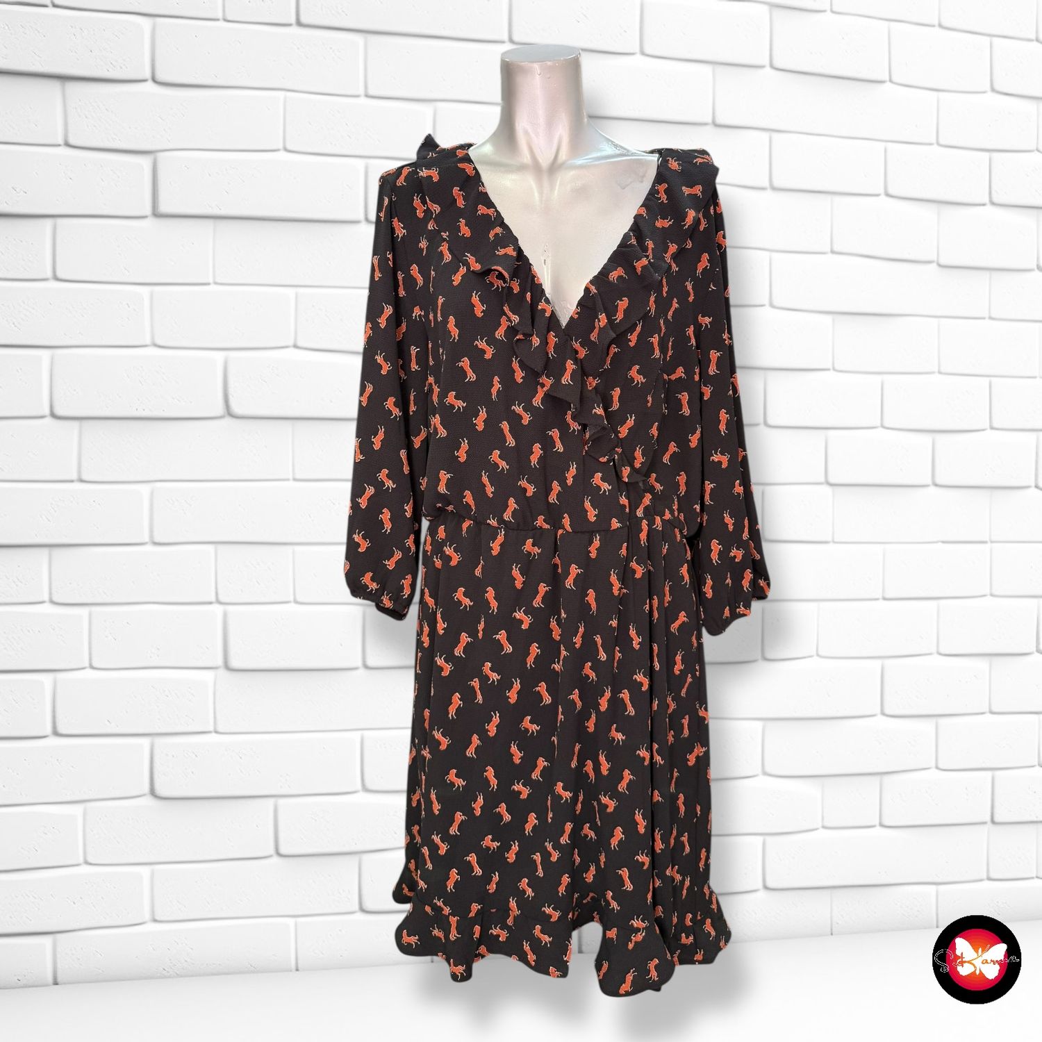 Vestido de manga larga y escote cruzado MONKL Talla L