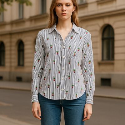 Camisa de rayitas BERSHKA Talla S
