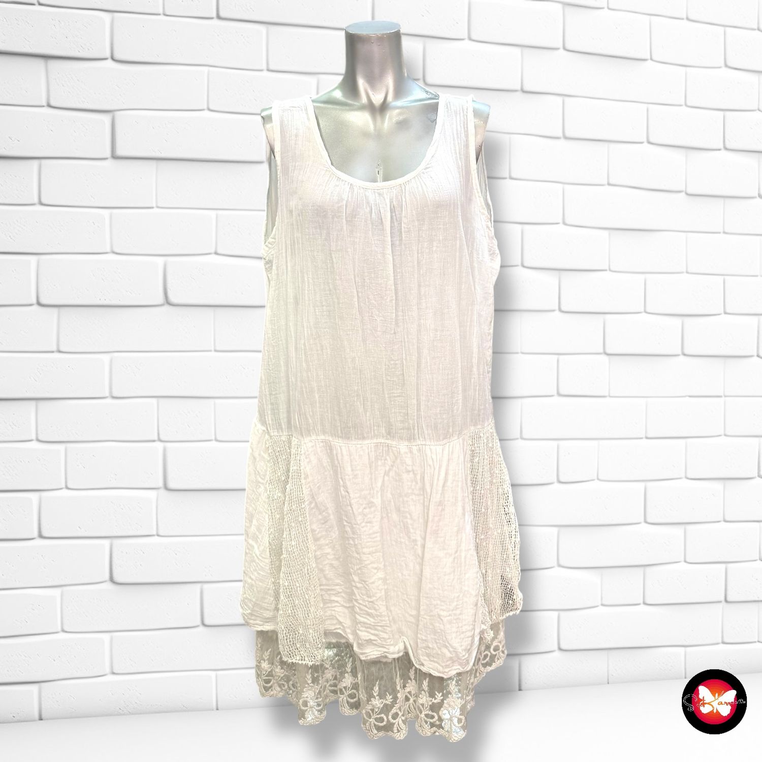 **HOY** Vestido básico sin mangas con falda de encaje Talla Única