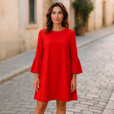 Vestido de manga larga acampanada H&amp;M Talla 40
