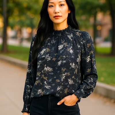 **HOY** Blusa de manga larga estampada Talla M