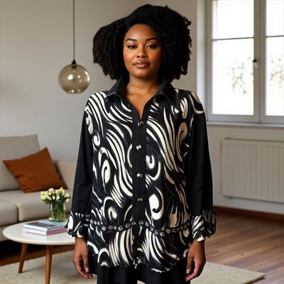 Blusa de manga larga tipo chaqueta Talla XL (grande)