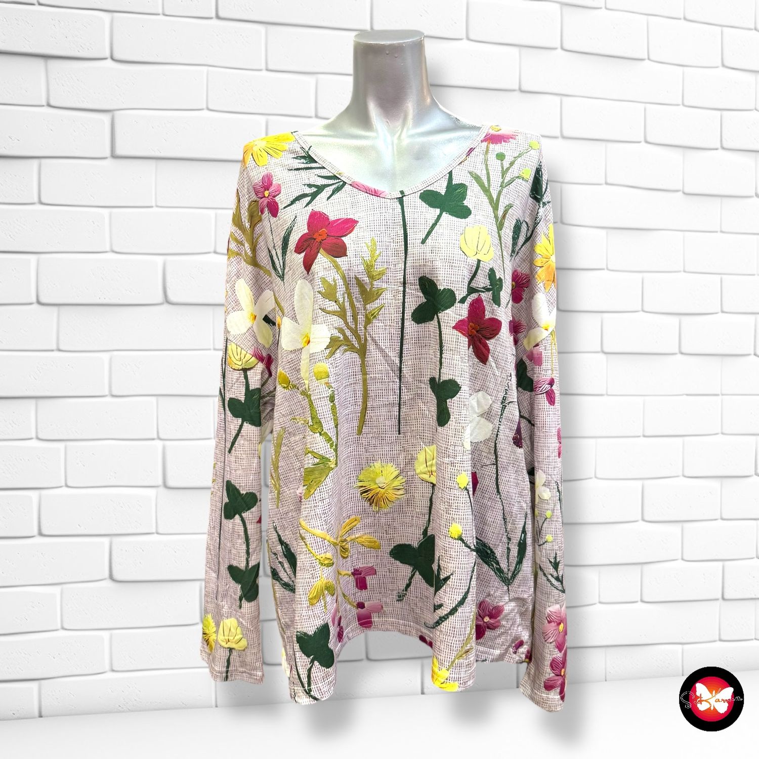 **HOY** Camiseta de manga larga con flores Talla 4XL