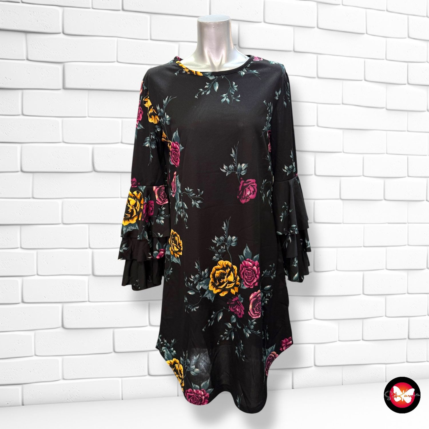 Vestido de flores con mangas de volante Talla M/L