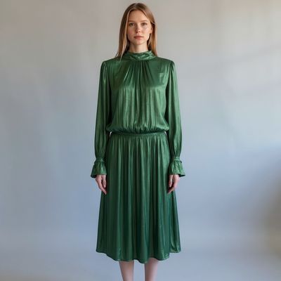 Vestido de manga larga satinado MANGO Talla L
