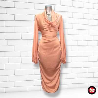 Vestido satinado con escote drapeado SHEIN Talla M (grande)
