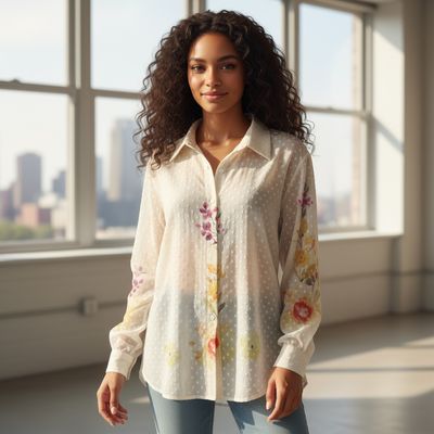 Camisa de manga larga traslúcida SHEIN Talla M