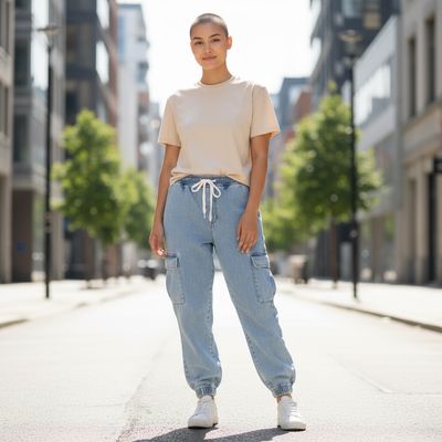 **HOY** Pantalón jogger vaquero KIABI Talla S (grande)