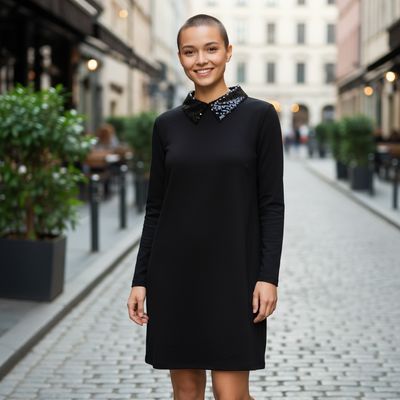 Vestido de noche con cuello de lentejuelas Talla M