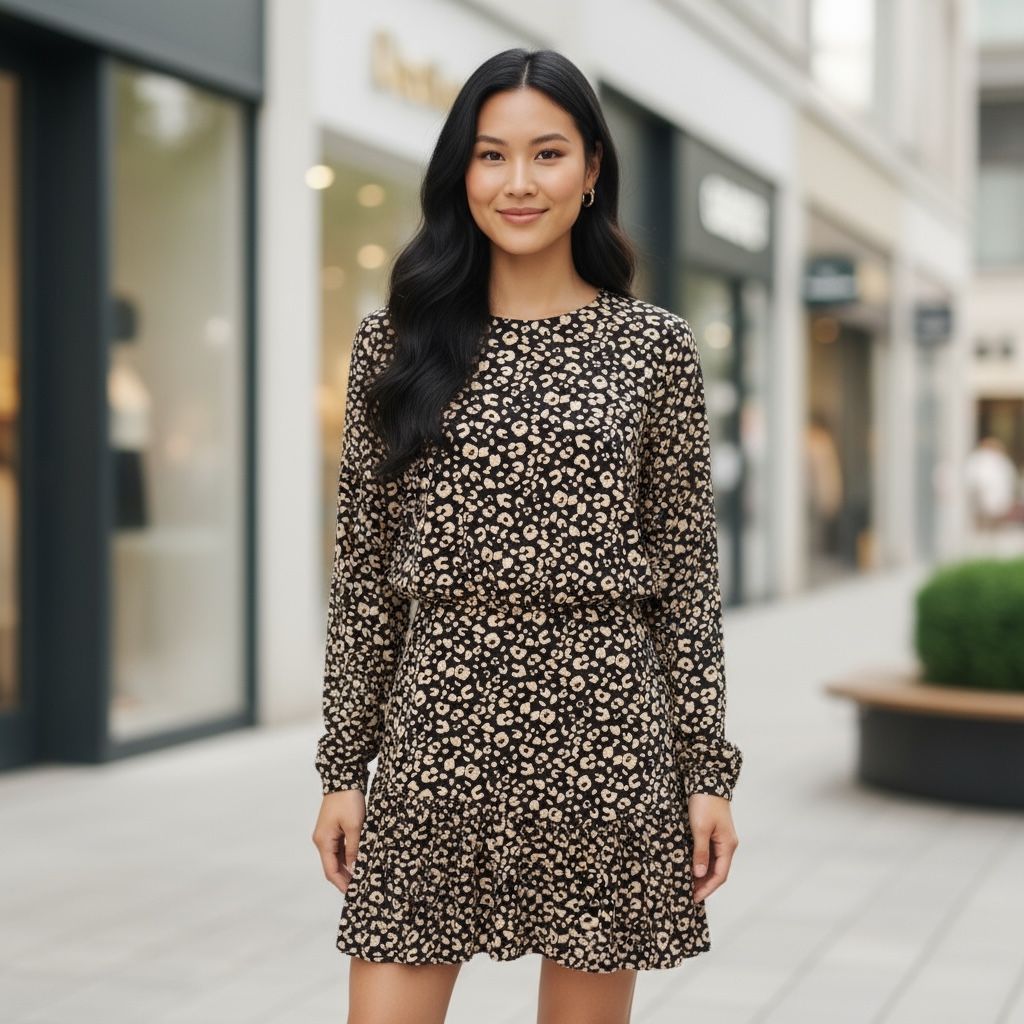 Vestido de manga larga animal print LOAVIES Talla M