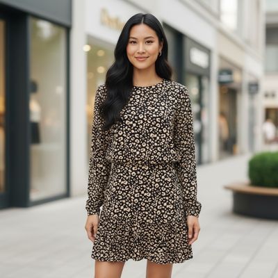 Vestido de manga larga animal print LOAVIES Talla M