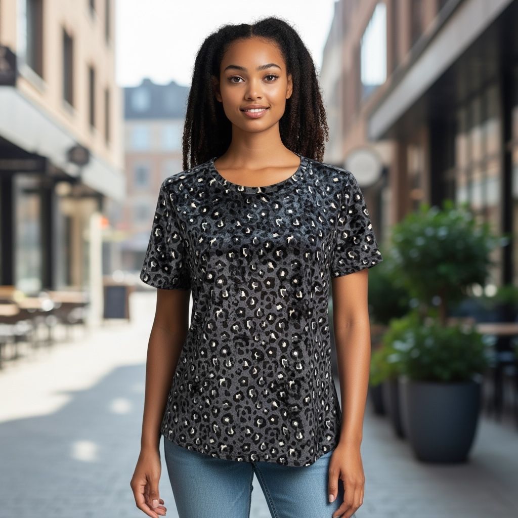 **HOY** Blusa de manga corta de terciopelo LIZ DEVY Talla S
