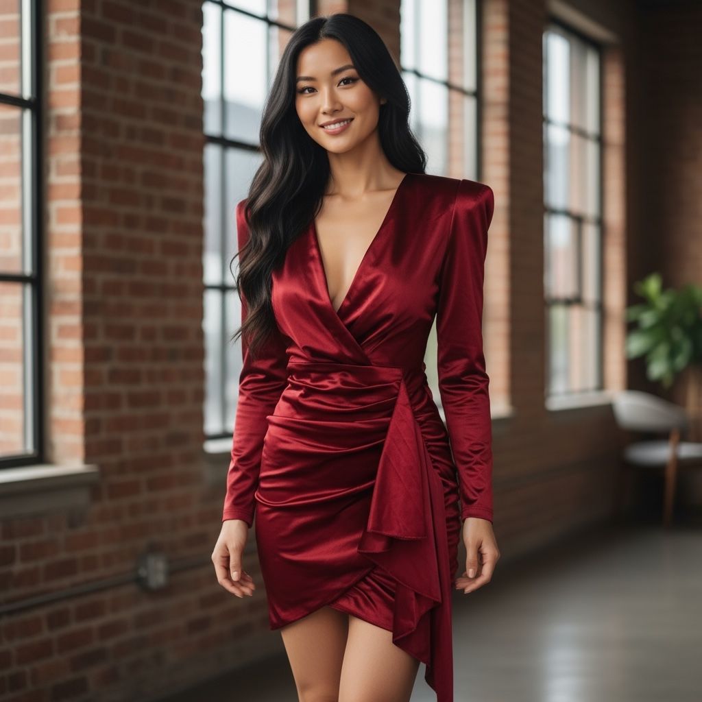 Vestido de noche satinado con drapeado Talla S