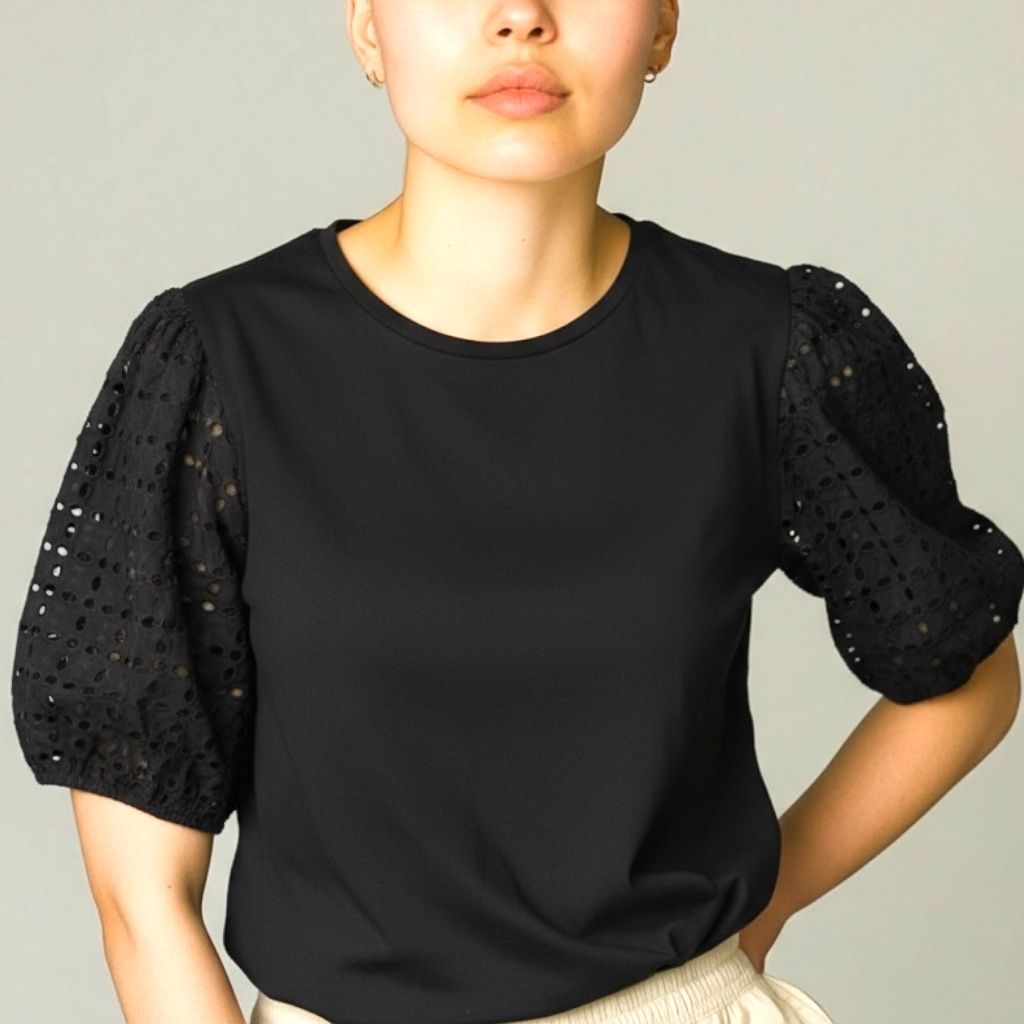 **HOY** Camiseta con mangas abullonadas de broderie SUMMUM WOMAN Talla M