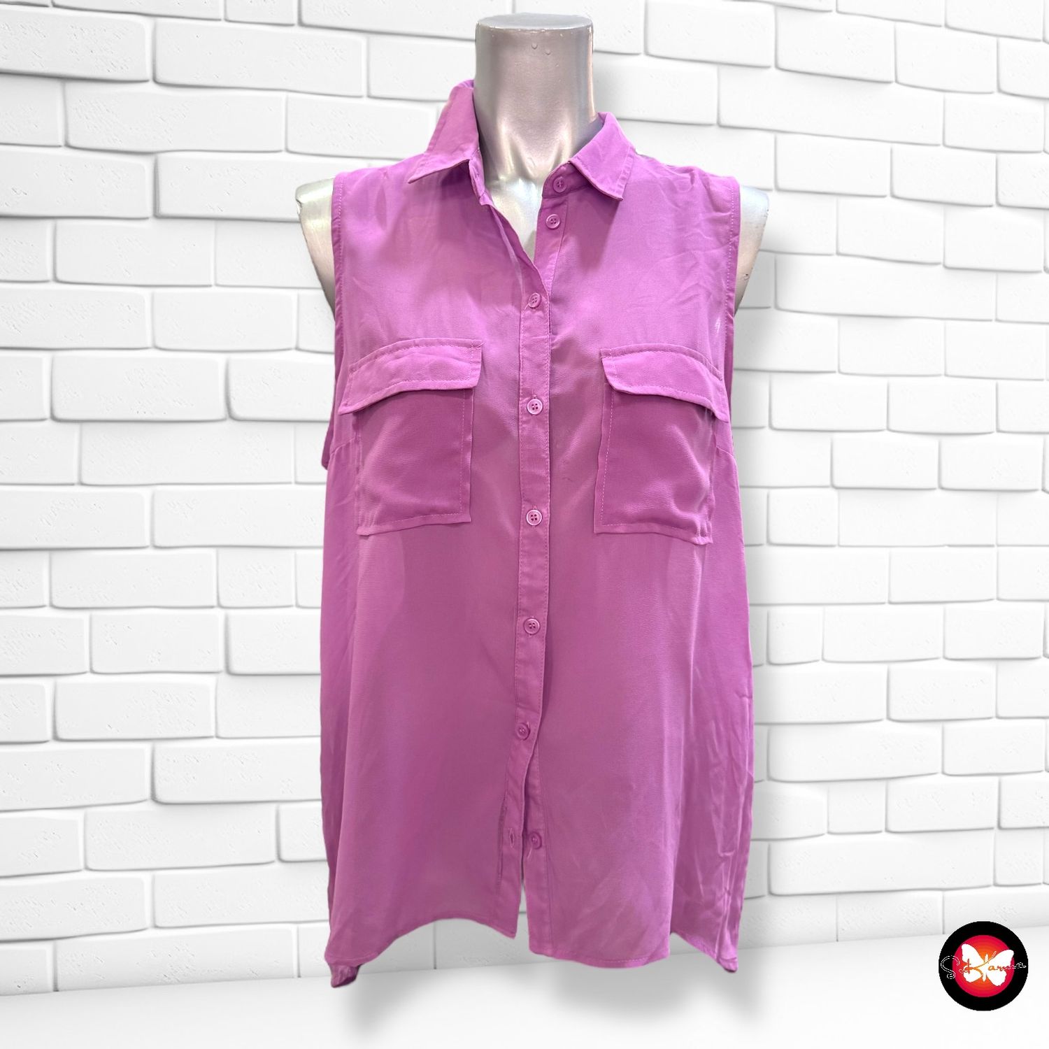 Camisa sin mangas traslúcida BERSHKA Talla L