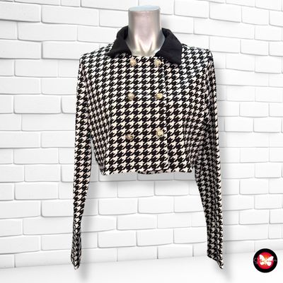 **HOY** Chaqueta cropped estampado pata de gallo SHEIN Talla M