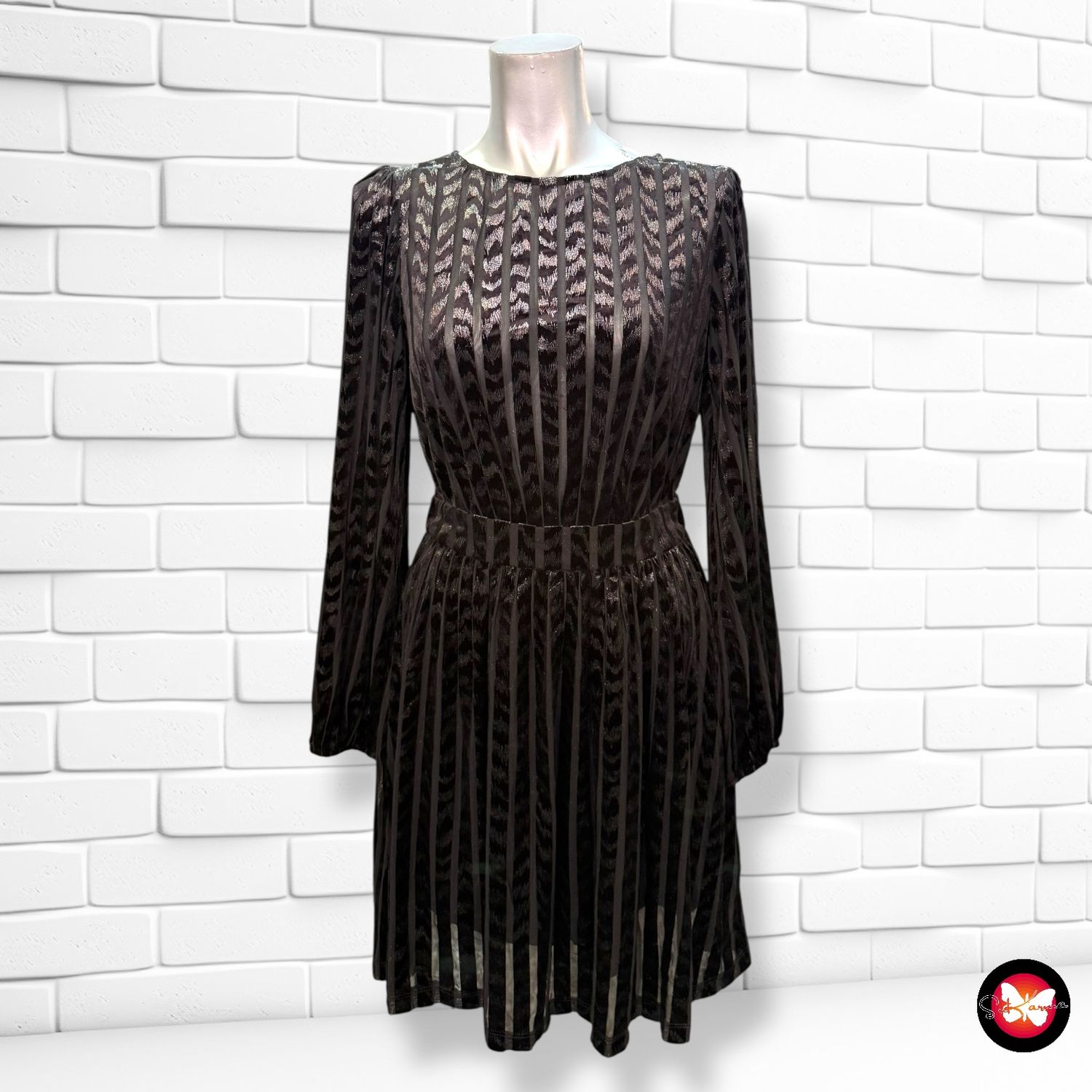 **HOY** Vestido de noche con terciopelo y transparencias NAF NAF Talla 36
