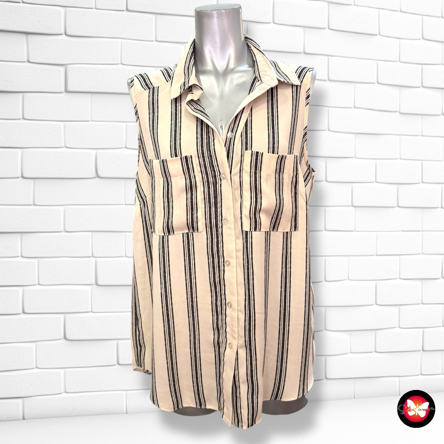 Camisa sin mangas traslúcida de rayitas PRIMARK Talla 40