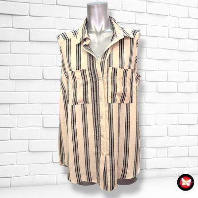 **HOY** Camisa sin mangas traslúcida de rayitas PRIMARK Talla 40