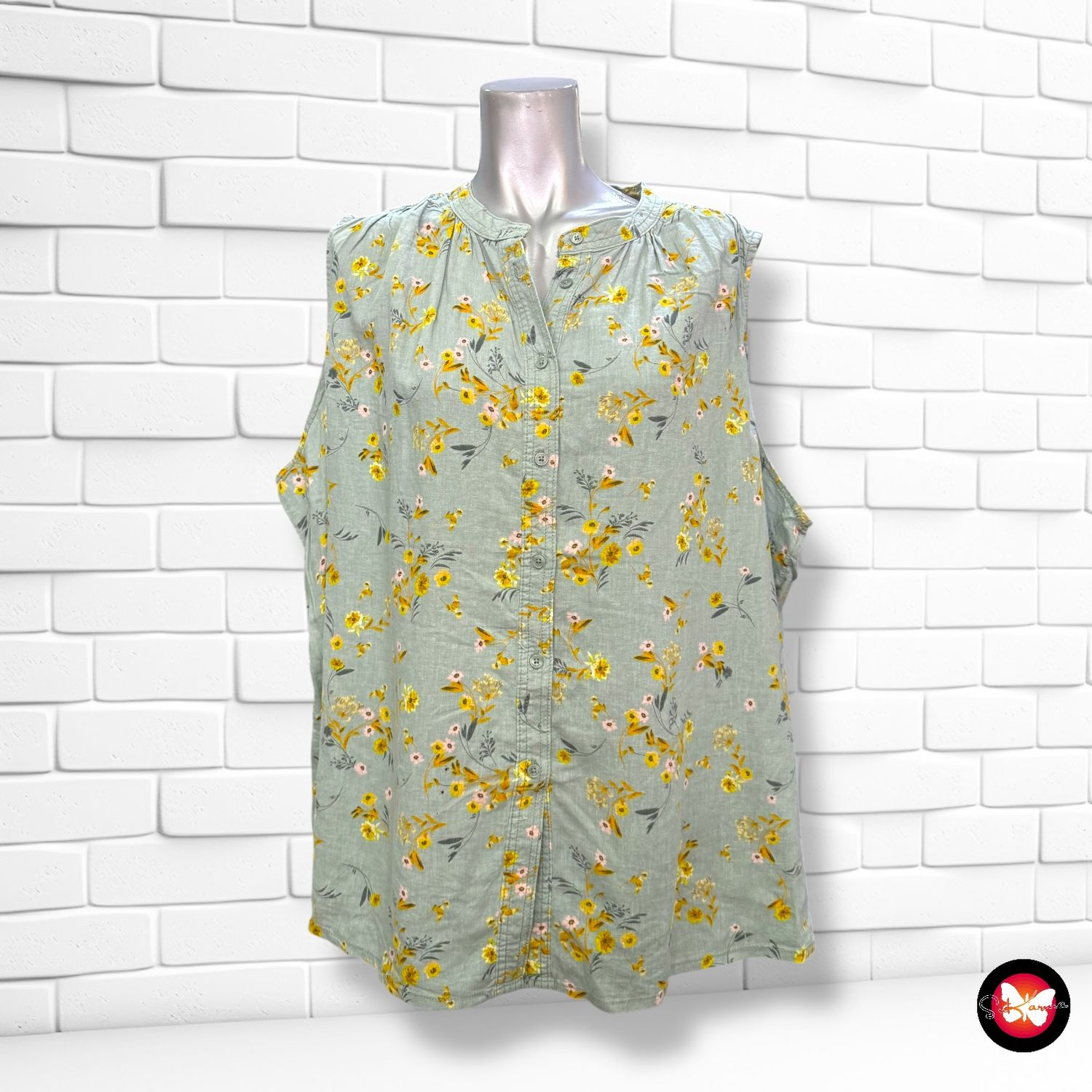 **HOY** Camisa sin mangas de florecitas C&amp;A Talla 48 (grande)