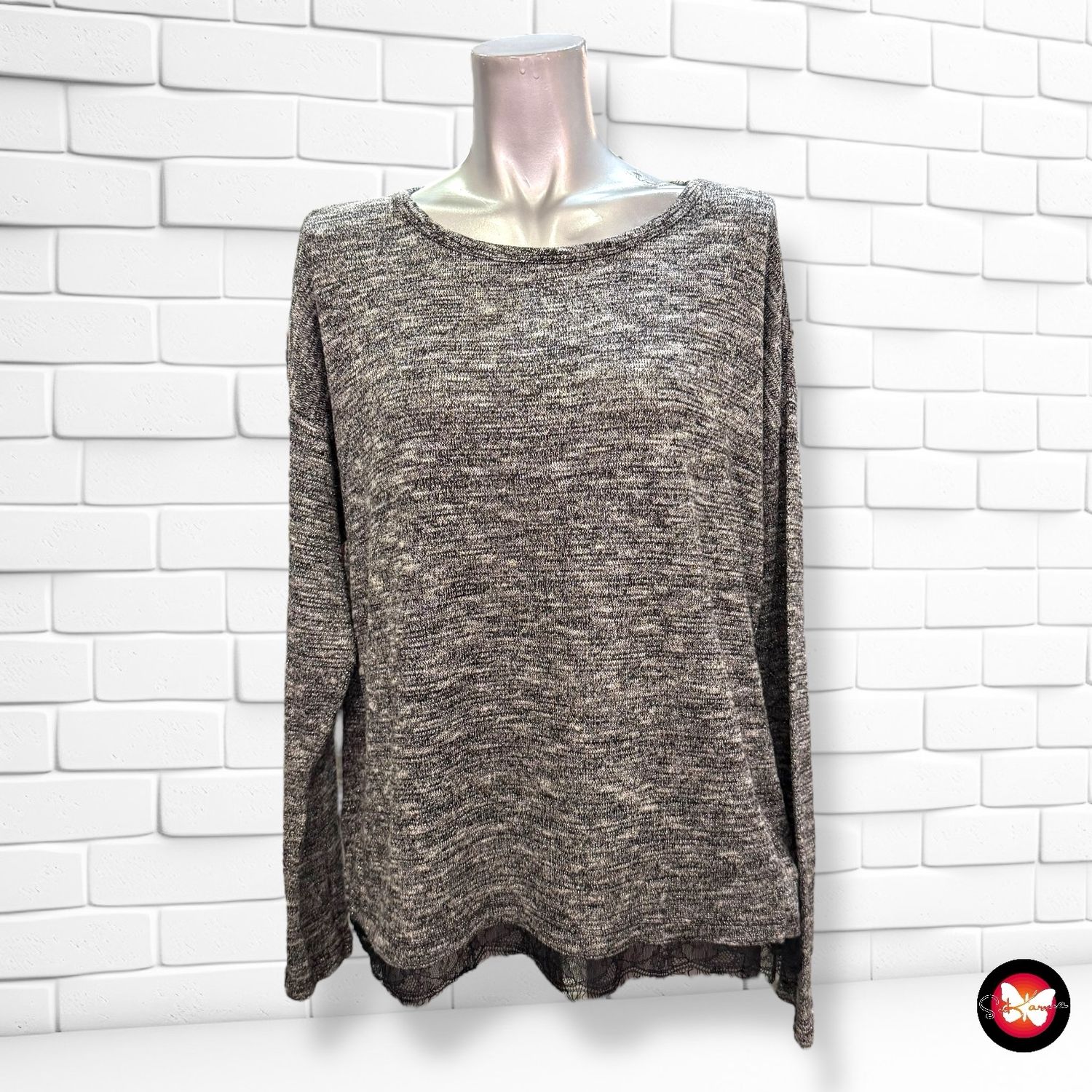**HOY** Jersey de manga larga con lurex y encaje ESPRIT Talla XL (pequeña)