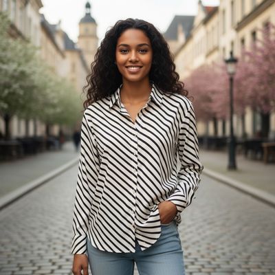 Camisa de manga larga satinada de rayitas PRIMARK Talla 40