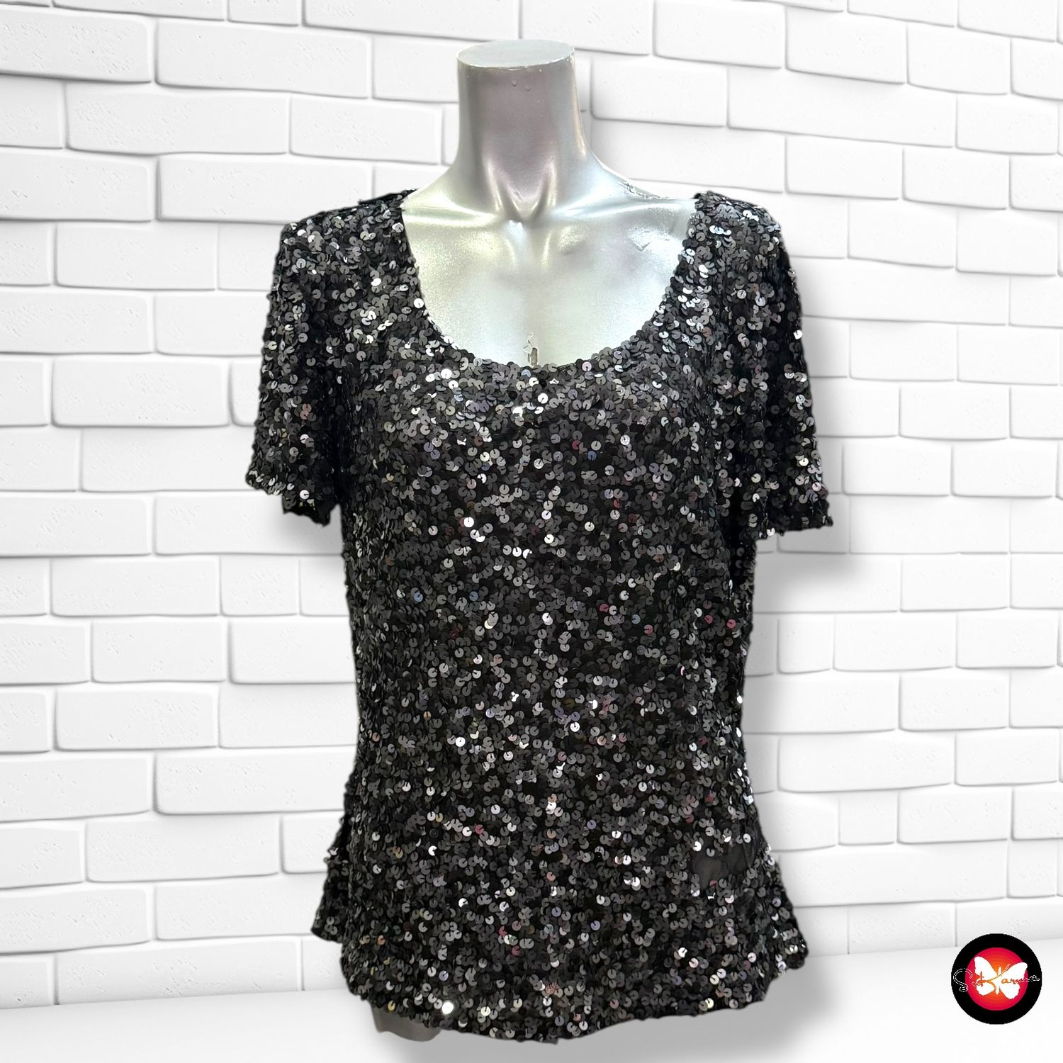 **HOY** Blusa de noche con lentejuelas MARIE BLANC Talla 44 (pequeña)